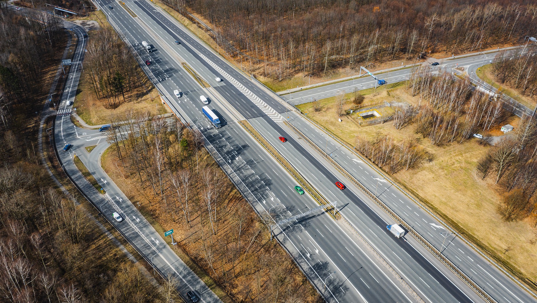 Węzeł Chorzów, widok w kierunku Gliwic