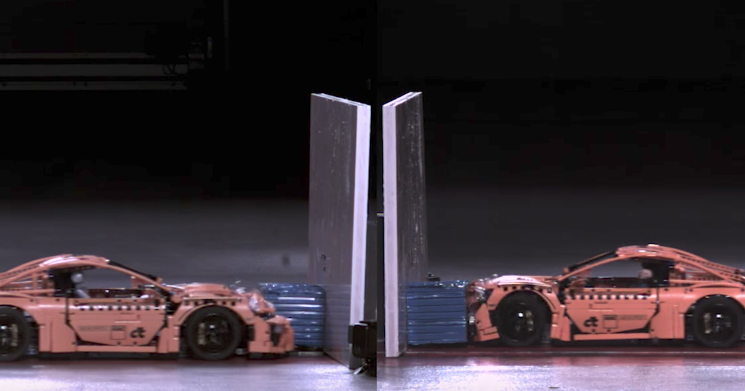 Crash test Porsche 911 GT3 RS z Lego