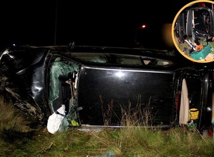 Kierowca BMW przeskoczył rondo. Problemy zaczęły się, gdy podeszli policjanci