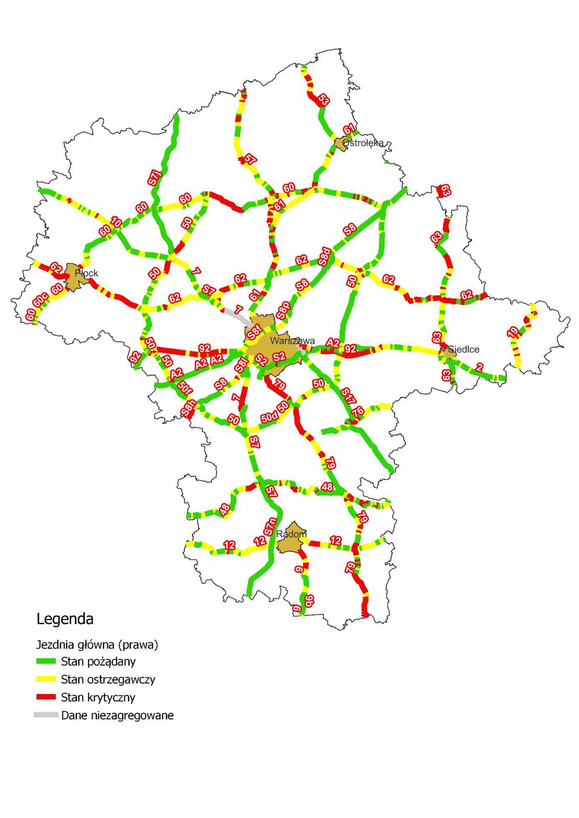 Stan dróg w Polsce - woj. mazowieckie