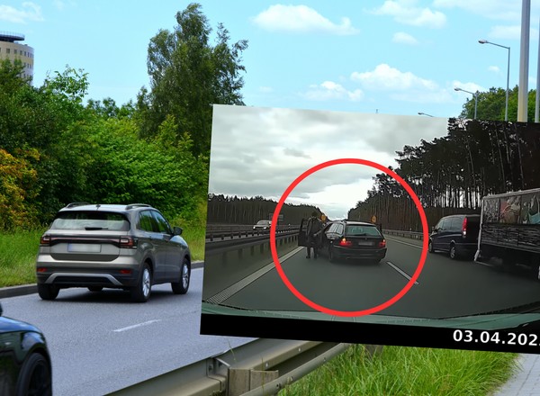 "Jaskiniowiec" z BMW. Chciał być królem autostrady, wyszedł nawet z auta [WIDEO]