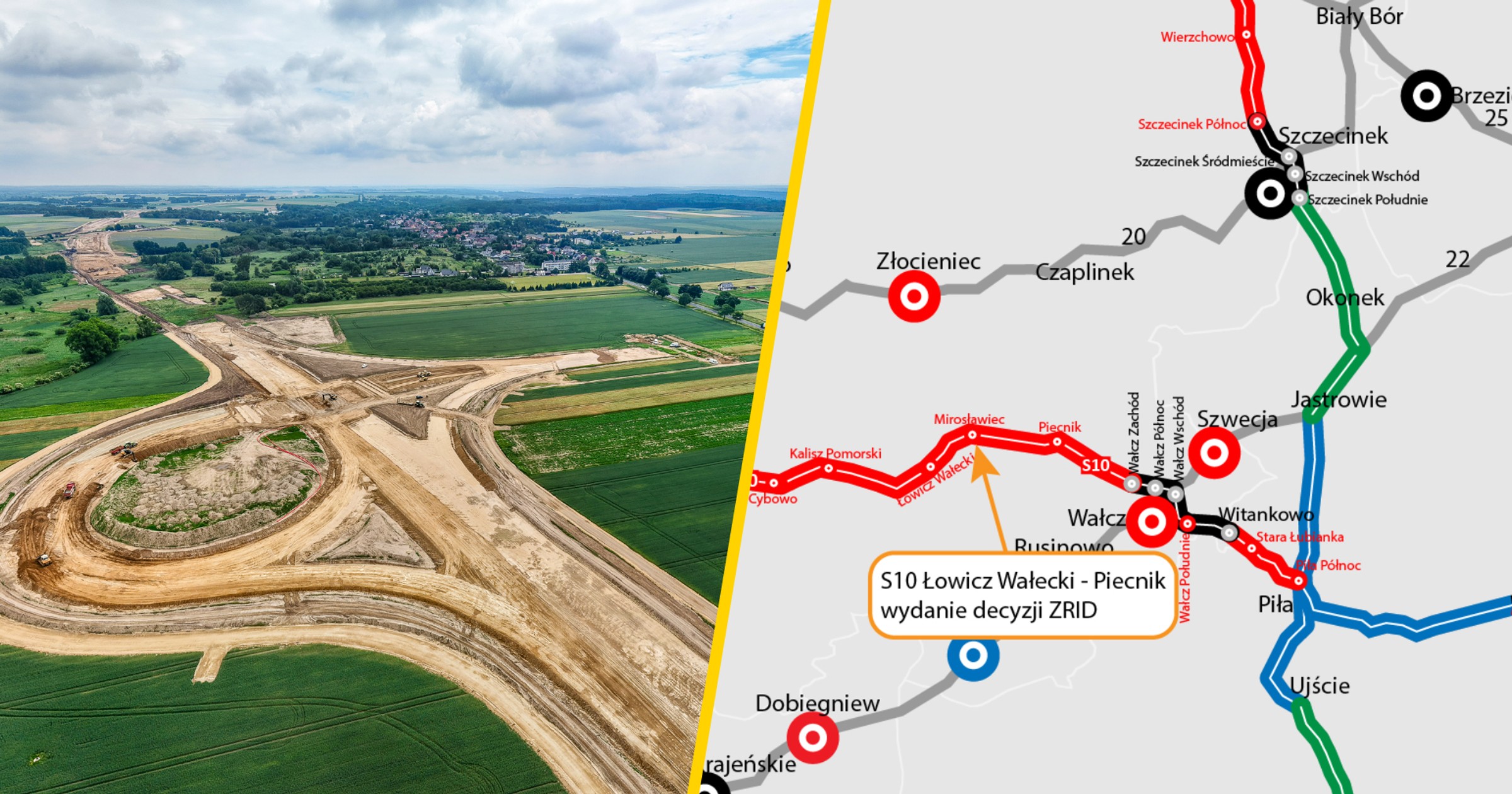Droga S10 Szczecin - Wałcz. 100 km w budowie