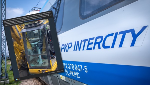 Koparka zderzyła się z pociągiem Intercity. Na szczęście ucierpiała tylko lokomotywa