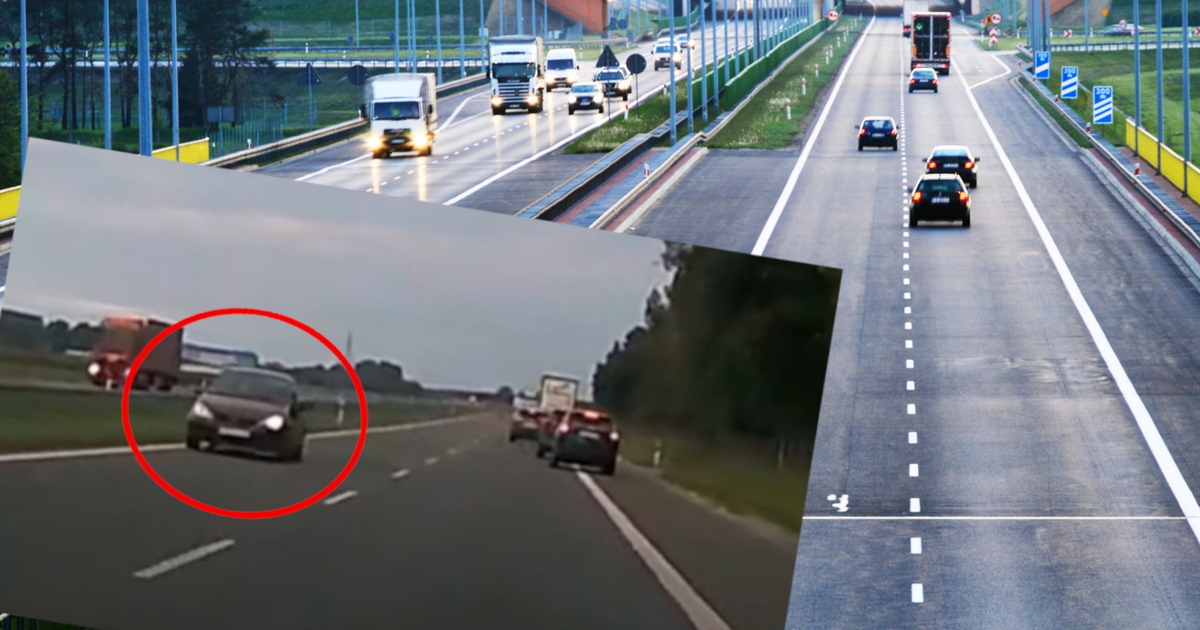 85-letnia staruszka jechała pod prąd na drodze ekspresowej S5 (fot. youtube.com/cycolus)