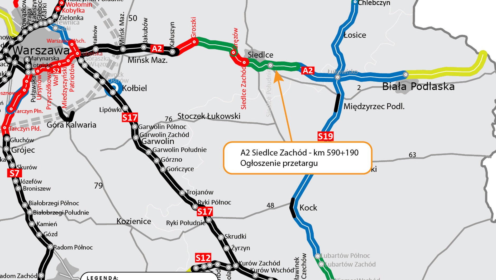 Mapa A2 na wschodzie Polski