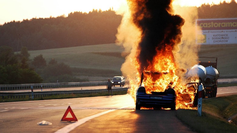 Pożar na autostradzie A4