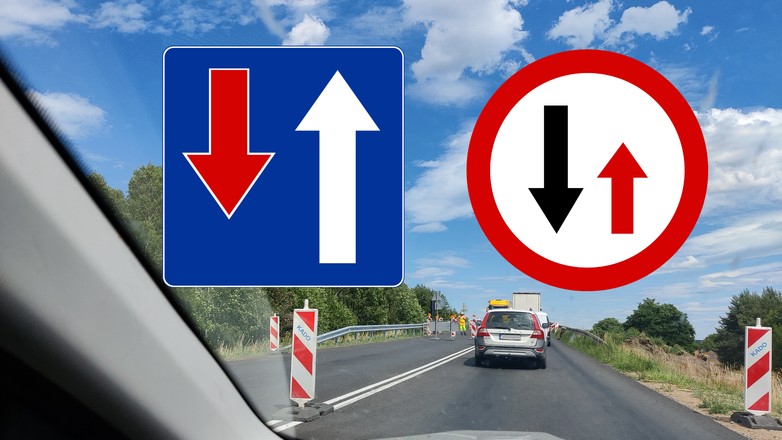 Roboty drogowe i znaki B-31 oraz D-5