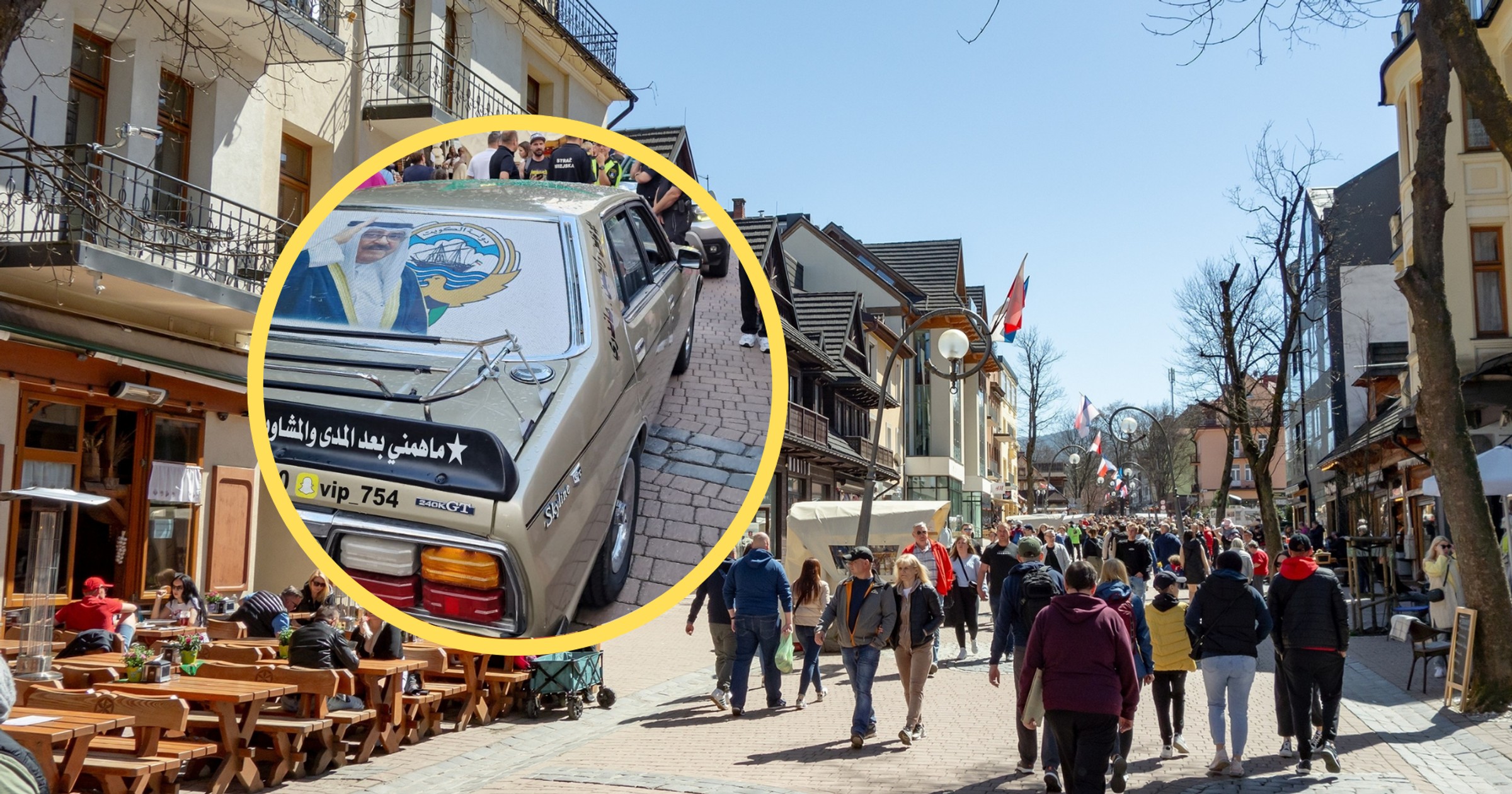 Wjechał samochodem na Krupówki (fot. screen: facebook.com/@Policja.Zakopane)