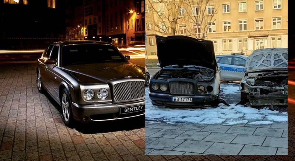 Spalony Bentley Arnage w Krakowie