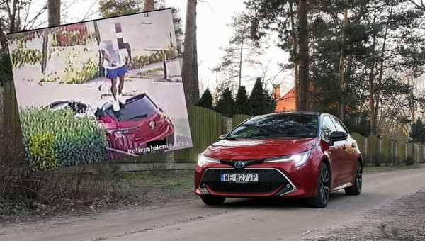 Mężczyzna przeszedł po zaparkowanej Toyocie. Zniszczenia na prawie 24 tys. zł