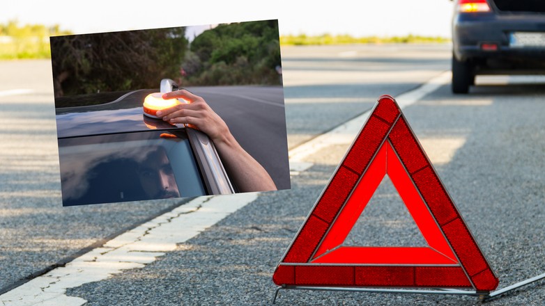 Lampka zamiast trójkąta ostrzegawczego