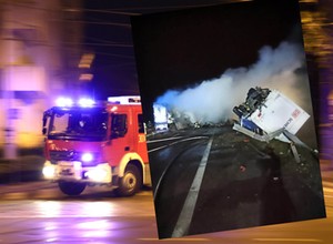 Zderzenie i pożar ciężarówek na S8. Jeden kierowca spłonął
