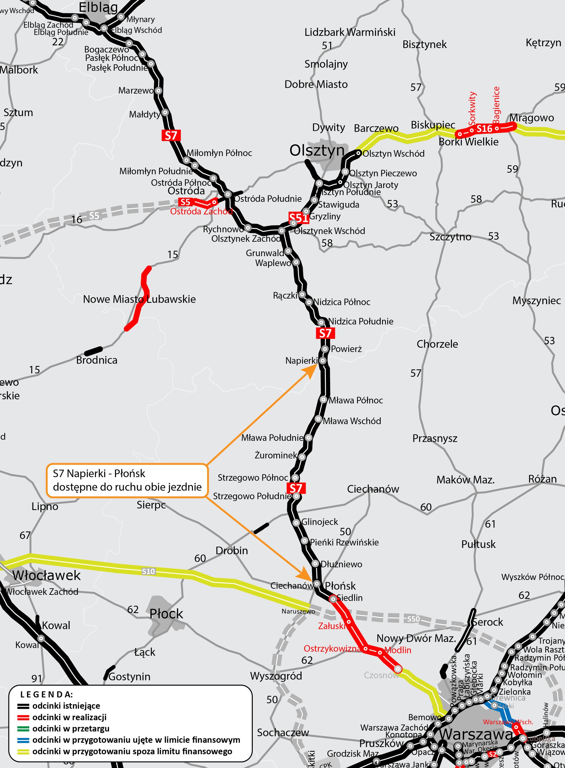 S7 Płońsk — Napierki mapa
