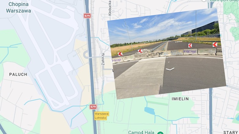 Droga S79 w Warszawie nagle urywa się na wysokości lotniska. Dlaczego?