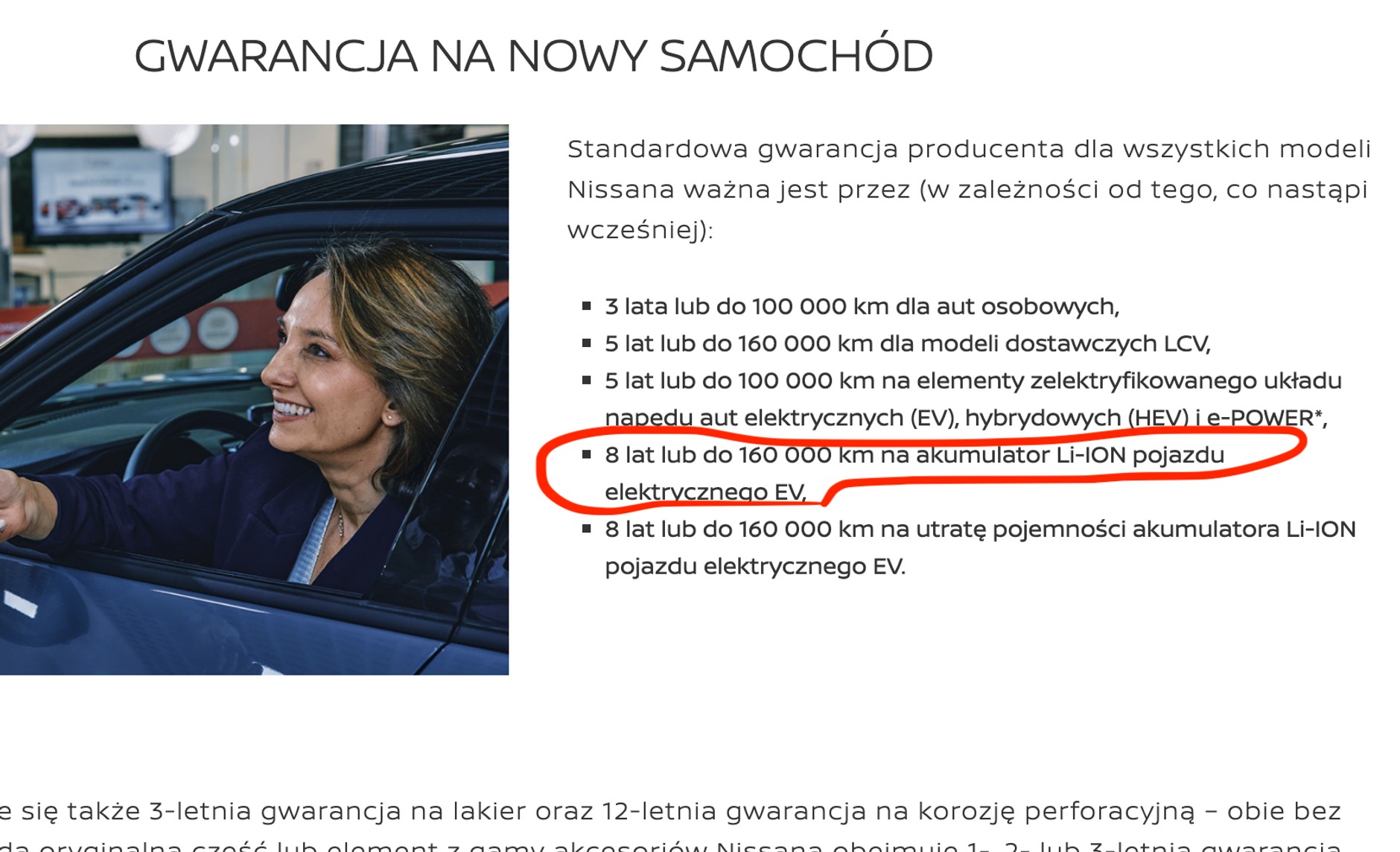 Taka informacja w odniesieniu do warunków gwarancji widniała jeszcze kilka dni temu na stronach Nissana