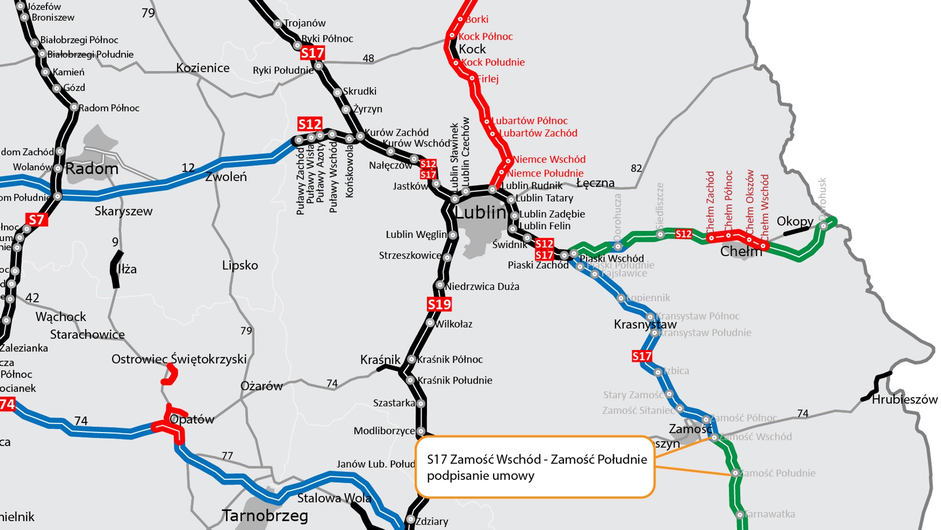 GDDKiA podpisała umowę na projekt i budowę drogi ekspresowej S17 Zamość Wschód — Zamość Południe