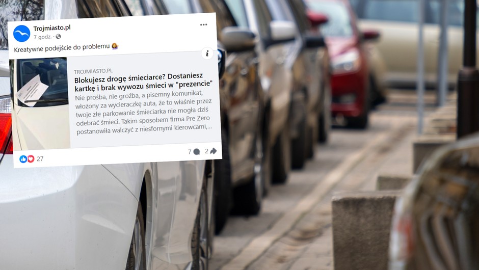 Gdańsk. Kierowca śmieciarki nie mógł przejechać. Zaskakujący finał (fot. screen: Facebook/trojmiastopl)