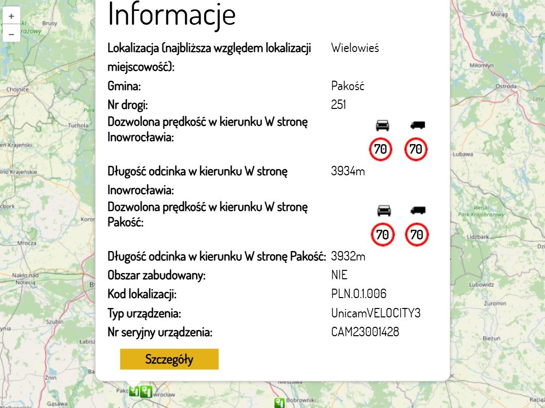 Odcinkowy pomiar prędkości na DW251 (Wielowieś – Cieślin)