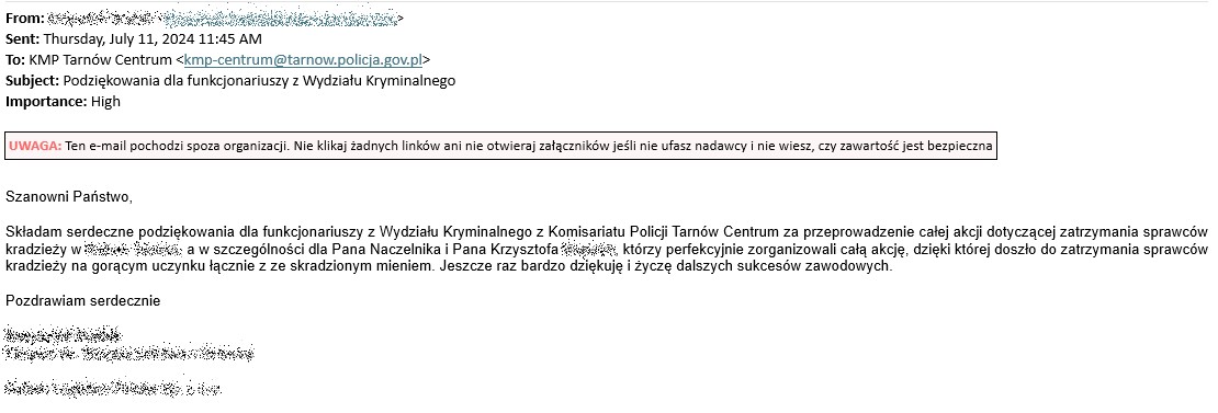 Ukradli opon za niemal 500 tys. zł. Właściciel hurtowni podziękował policjantom
