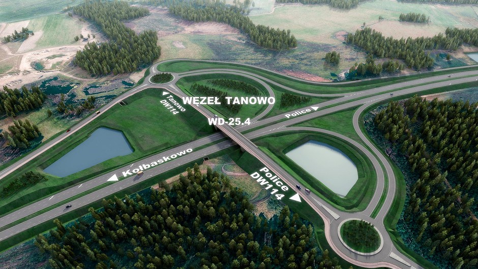 Zachodnia Obwodnica Szczecina; węzeł Tanowo (wizualizacja)