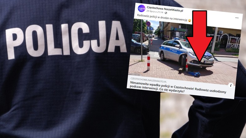 Wpadka policji podczas interwencji (fot. screen: Facebook/CzestochowaNM)
