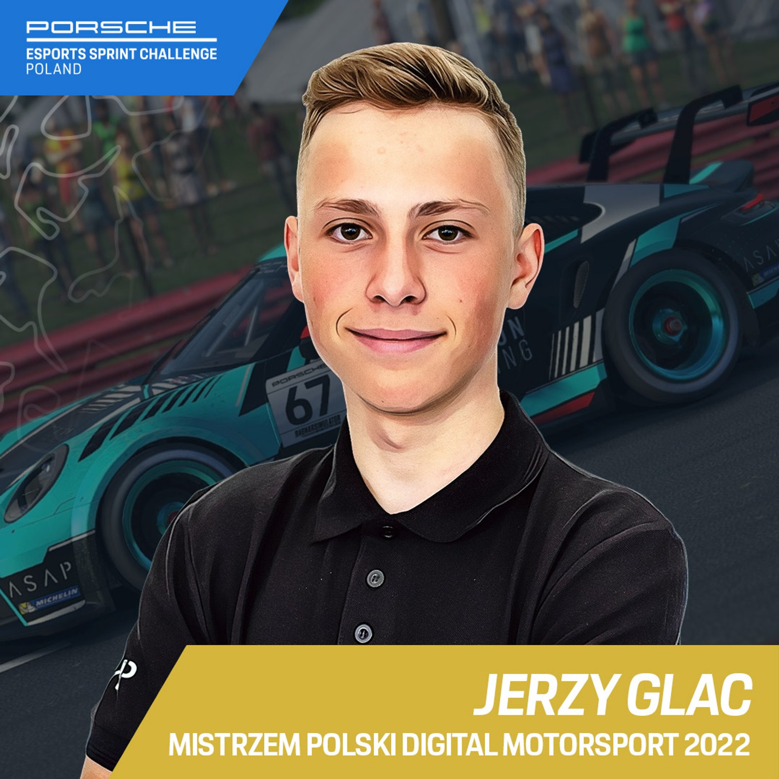 Jerzy Glac, zwycięzca Porsche Esports Sprint Challenge Poland 2022