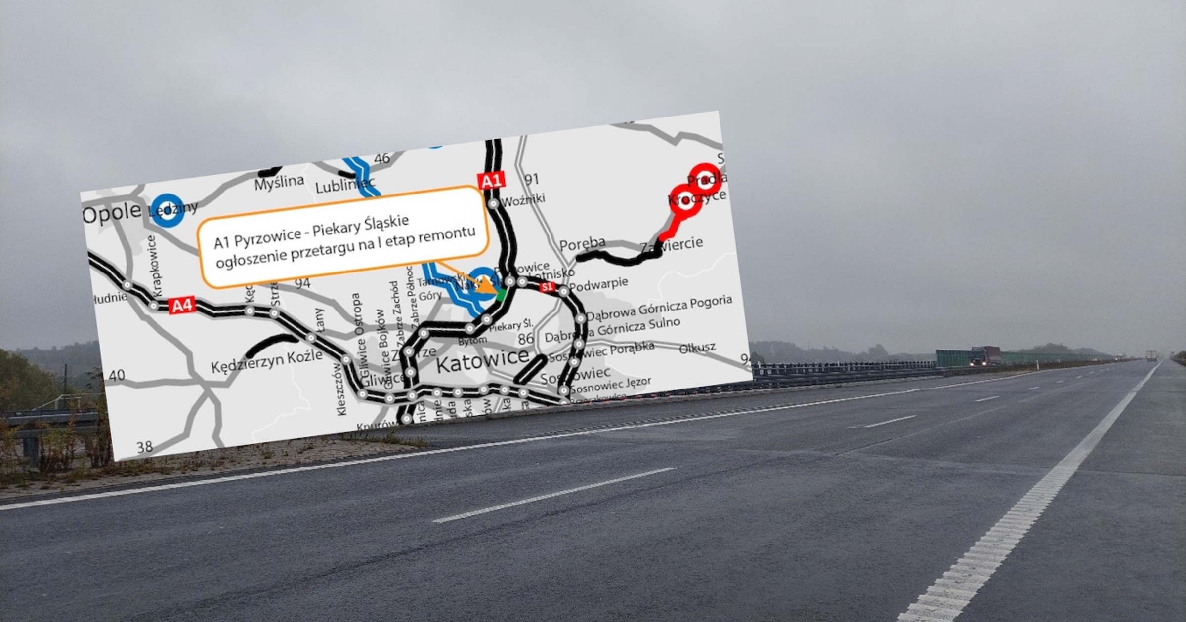 Remont uszkodzonej autostrady A1