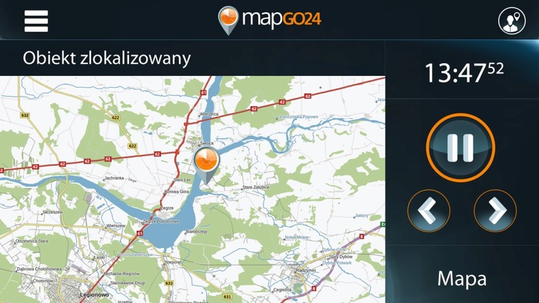W ramach platformy mapGO24 można na bieżąco śledzić położenie obiektu