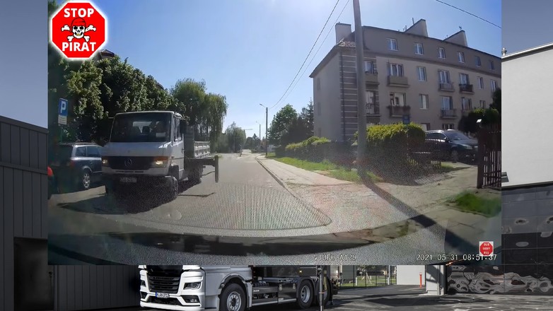 Zapomniał, że ma wysuniętą podporę. Uderzył nią w inne auto