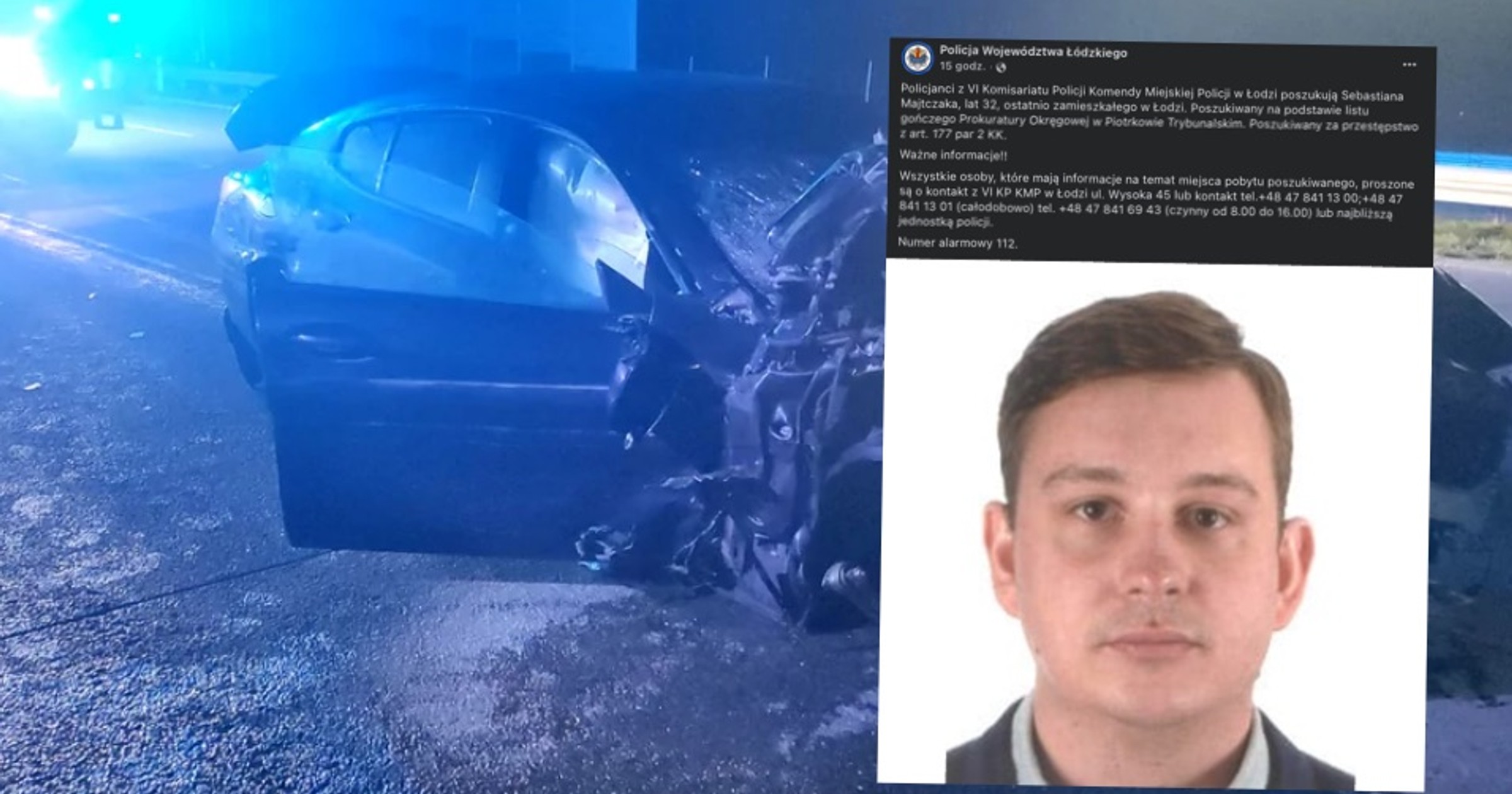 Policja listem gończym poszukuje 32-letniego kierowcy BMW, sprawcy wypadku na autostradzie A1