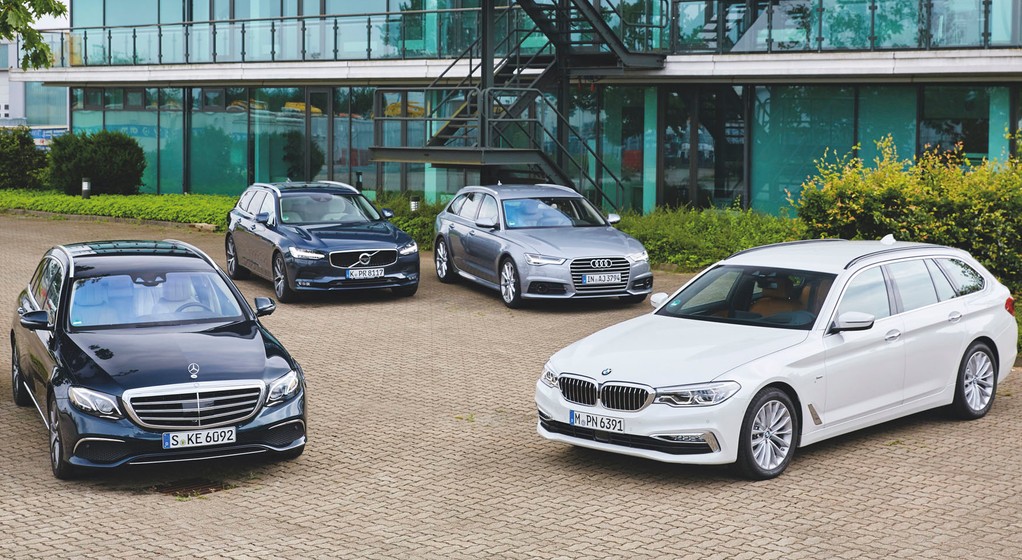 BMW serii 5 kontra Mercedes E220d, Volvo V90 D4 i Audi A6 - oto flota marzeń