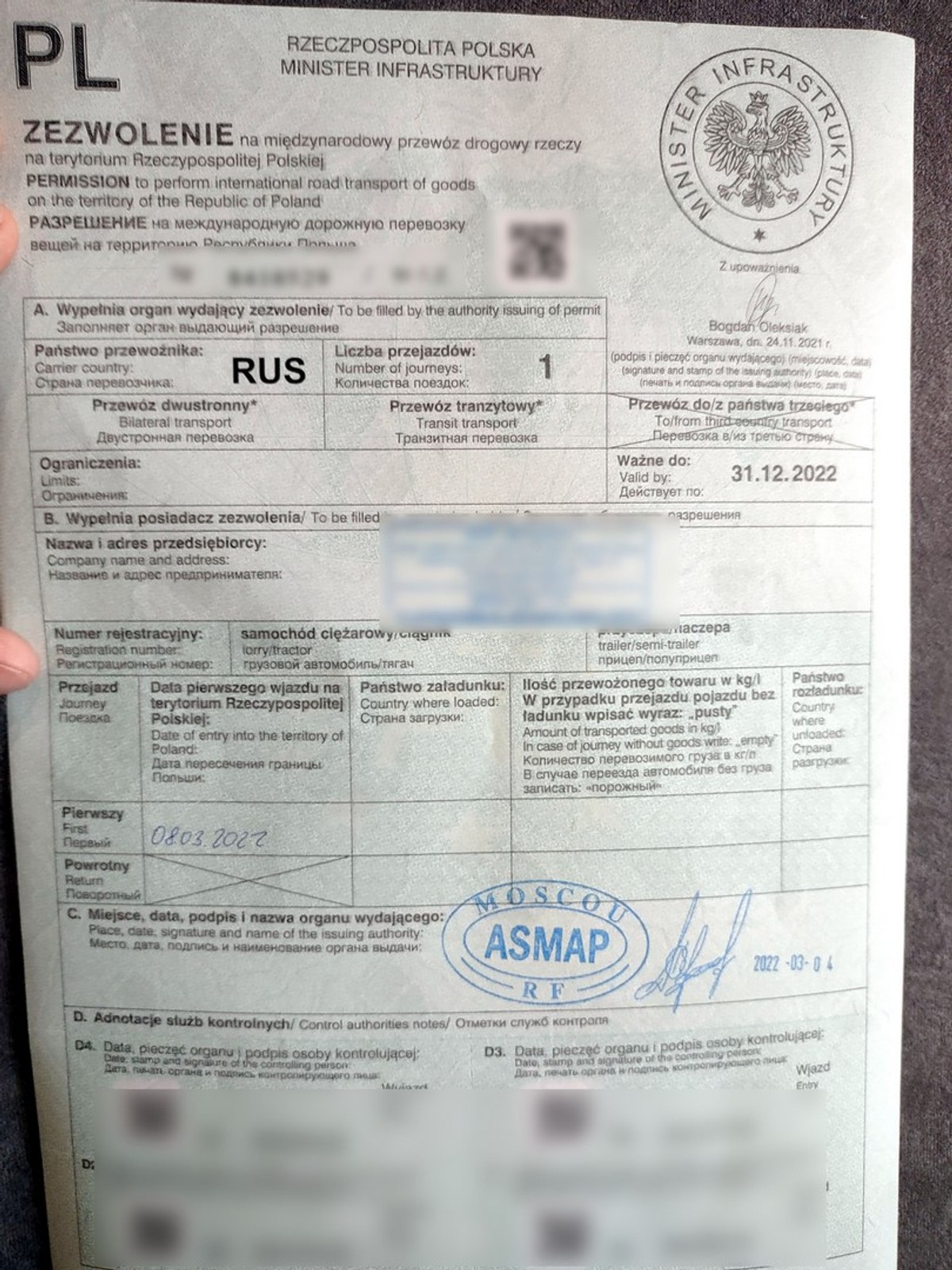 Przewoźnicy z Białorusi i Rosji próbują transportu bez zezwoleń wymaganych w Polsce