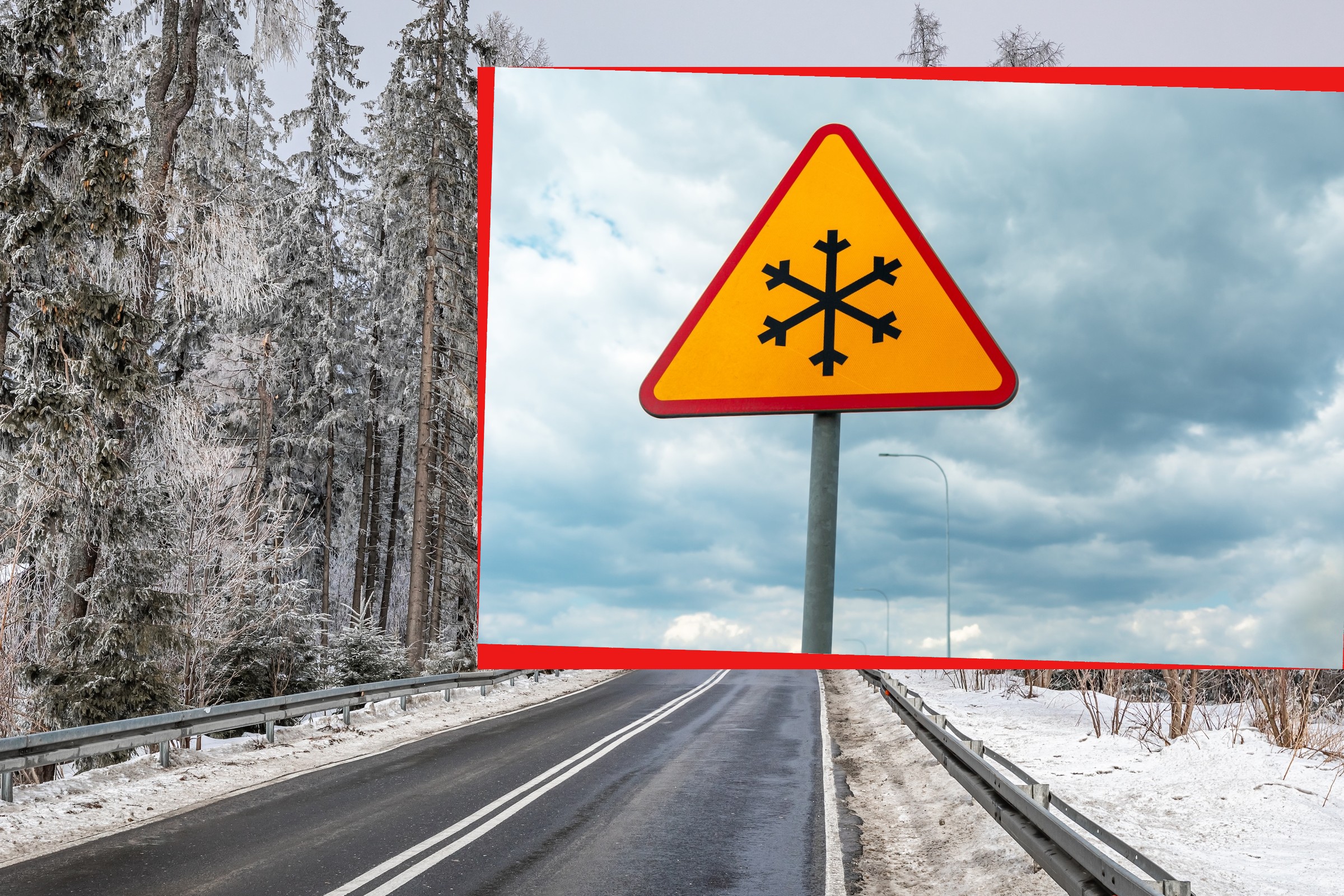 Znak z płatkiem śniegu na drodze to istotny sygnał dla kierowcy. Szczególnie teraz