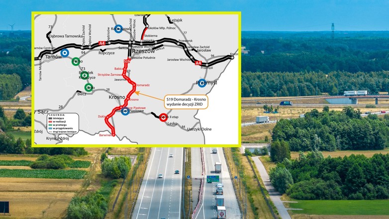 Droga S19 Domaradz - Krosno na mapie