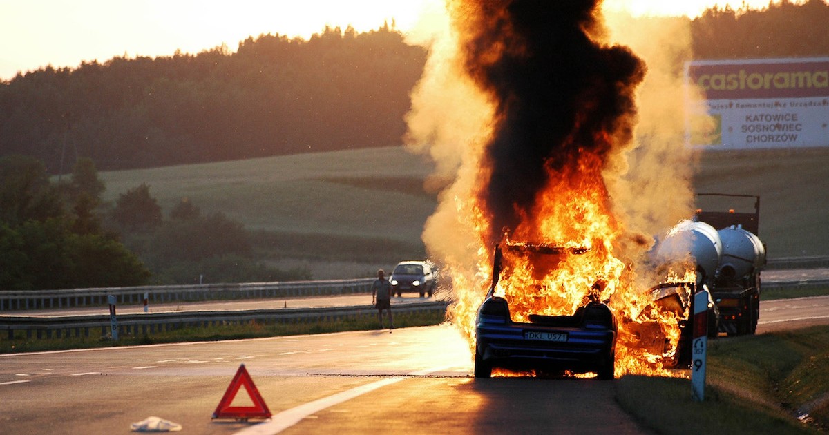 Pożar na autostradzie A4