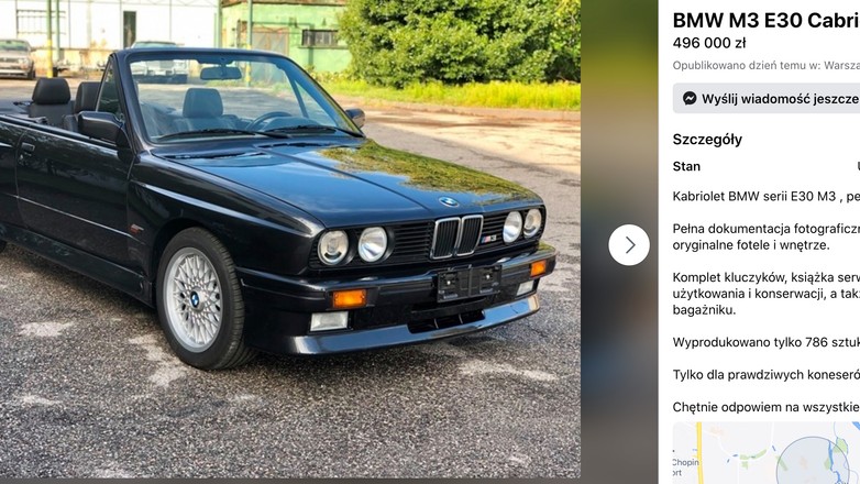 BMW E30 M3 za niemal pół miliona złotych!
