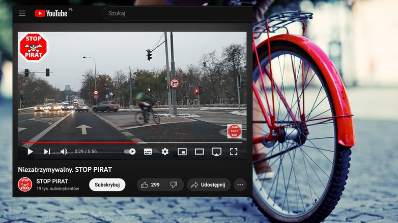 Rowerzysta najwyraźniej całkowicie zignorował przepisy ruchu drogowego