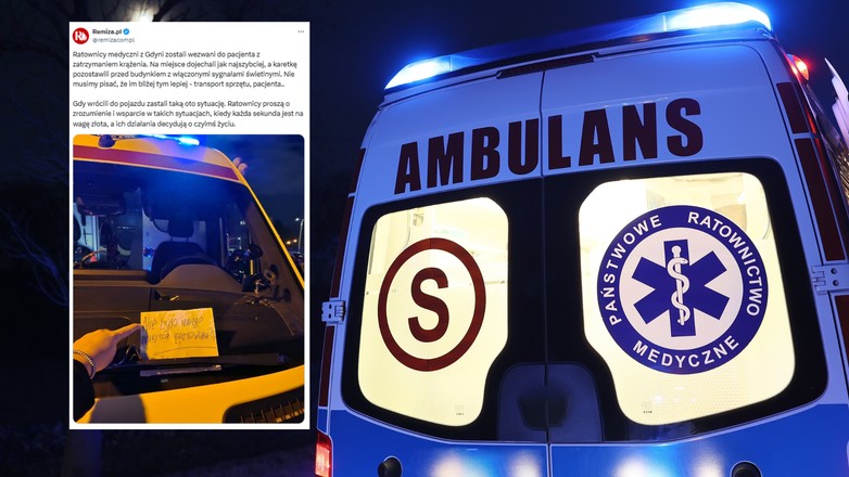 Karetka pod blokiem pacjenta. Medycy dostali upomnienie (fot. x.com/remizacompl)