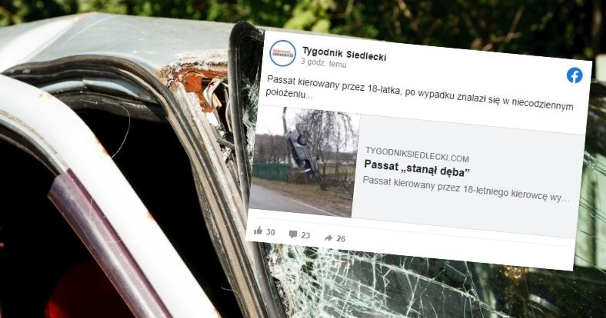 Passat zatrzymał się dopiero na słupie energetycznym