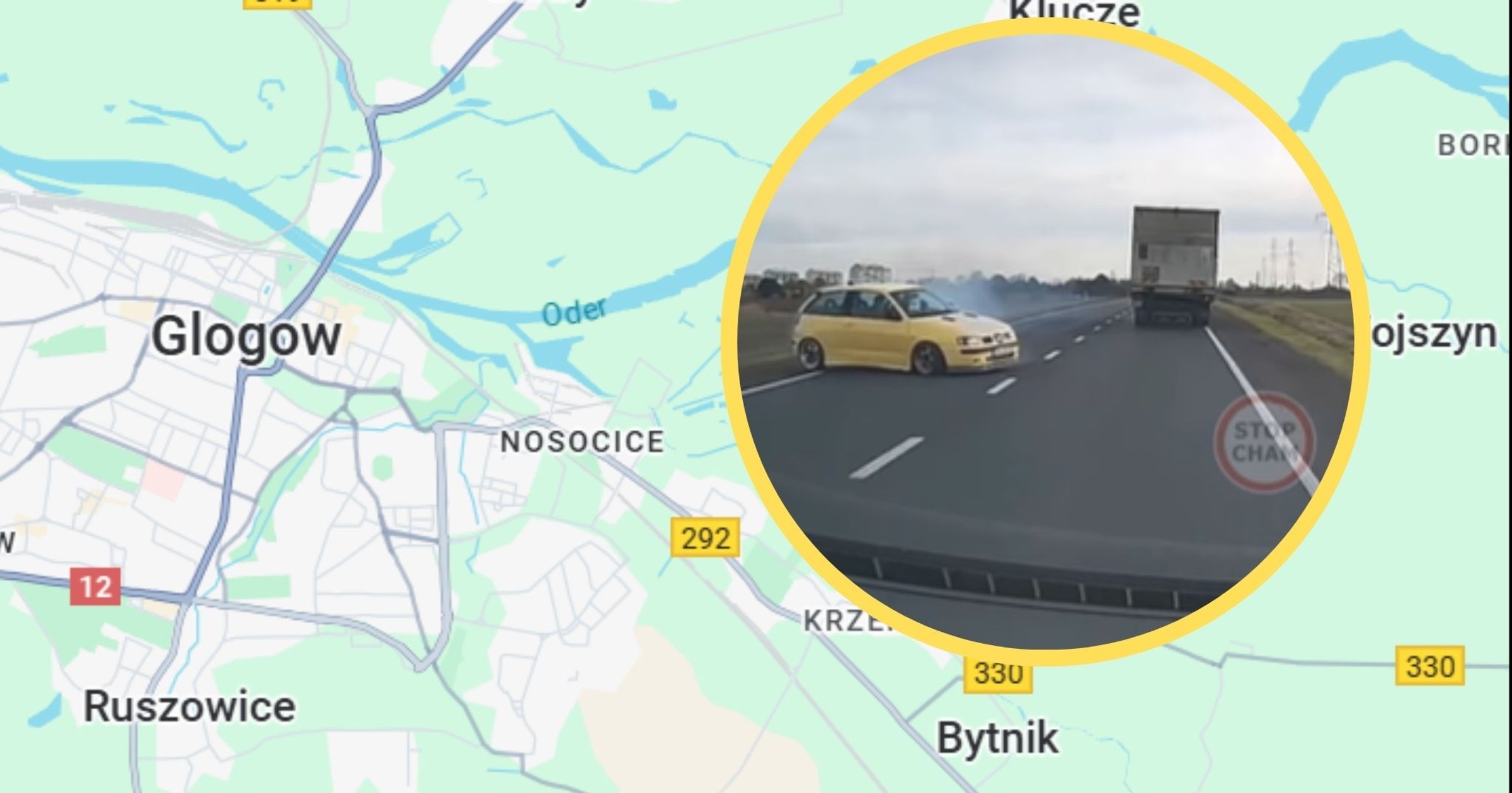 Pościg pod Głogowem (woj. dolnośląskie) - kierowca seata gonił bmw, które chwilę wcześniej zajechało mu drogę (screen: Instagram / stopcham)