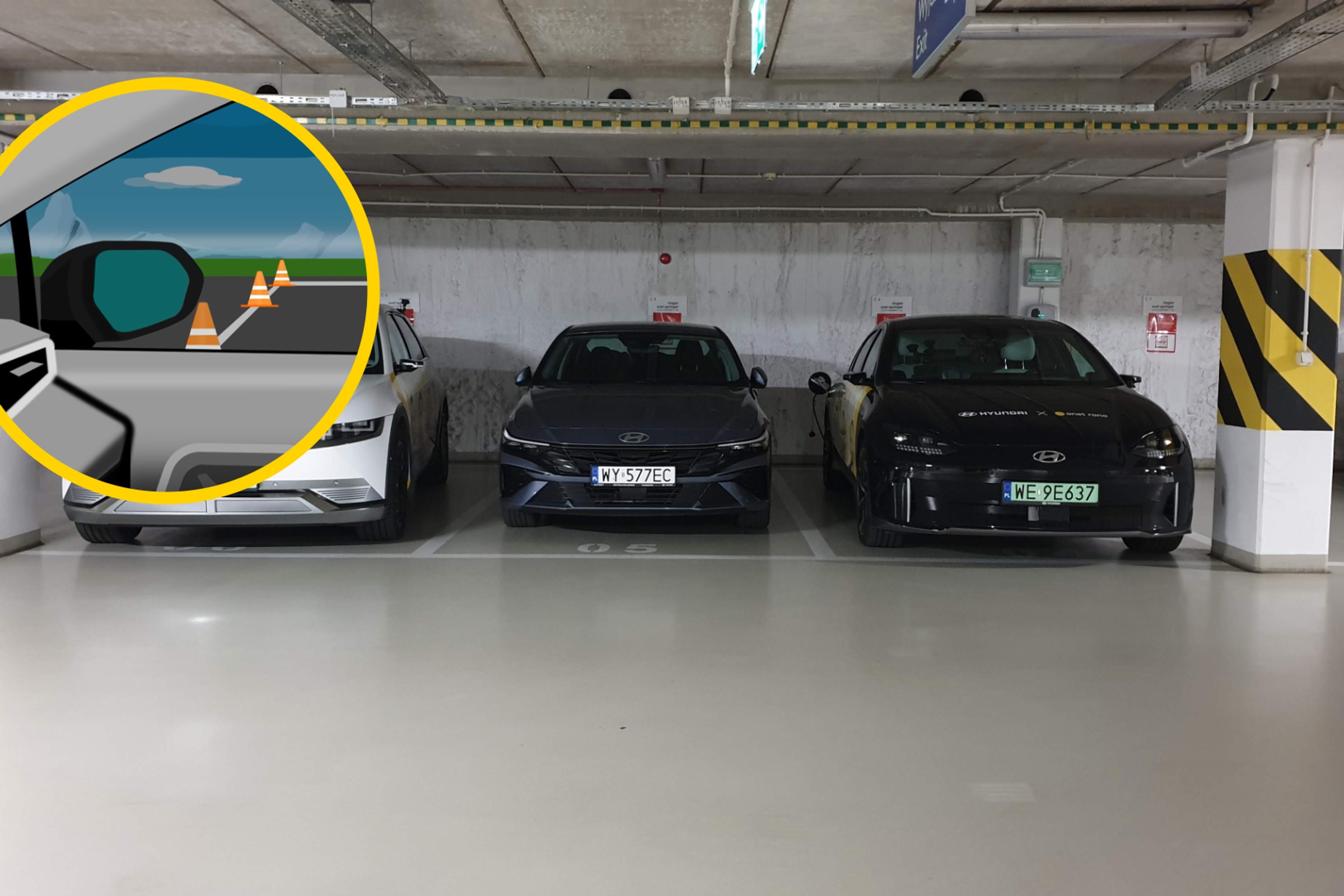 Ten sposób na parkowanie prostopadłe zawsze działa. Patrz na krawędź lusterka