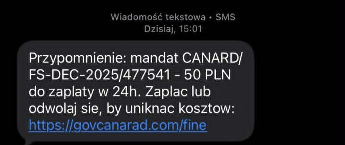 Powiadomienie o fałszywym mandacie
