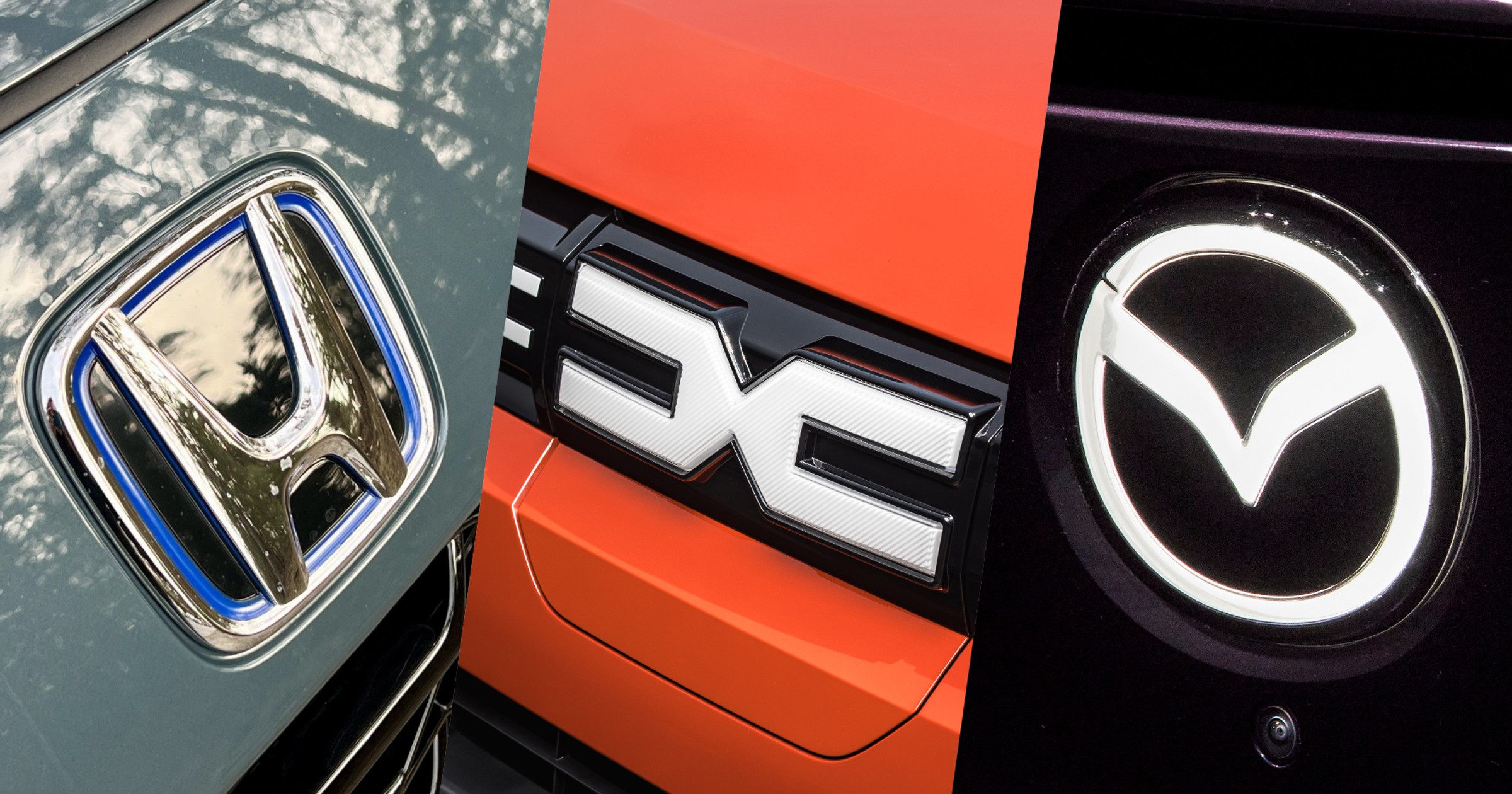 Logotypy Hondy, Dacii i Mazdy (od lewej)