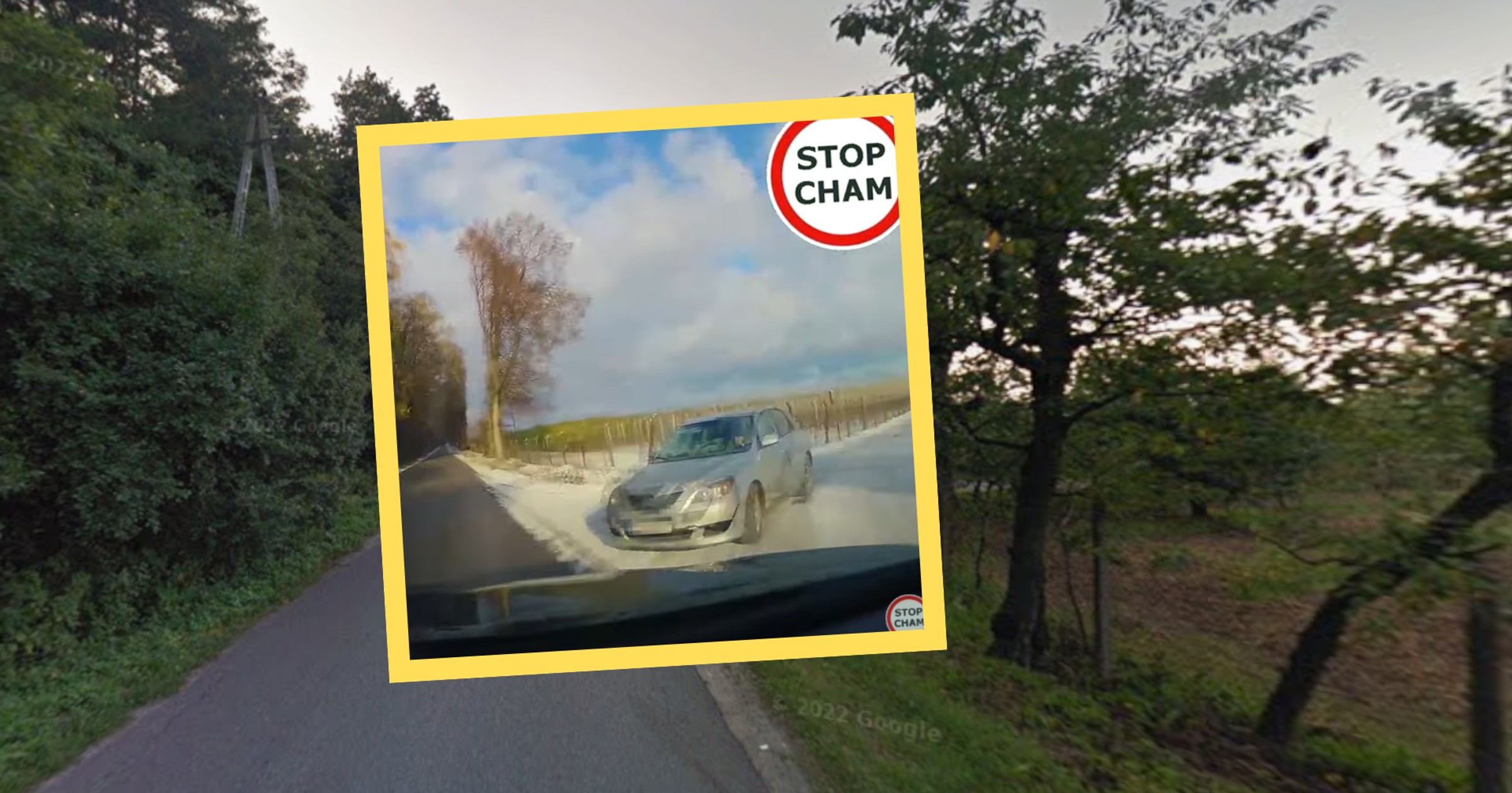 Mazowieckie. Z podporządkowanej wyjechał mu samochód. Nie miał czasu na reakcję (youtube.com/@STOPCHAM)