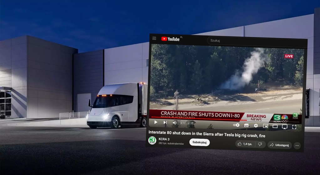 W USA spaliła się elektryczna ciężarówka Tesla Semi