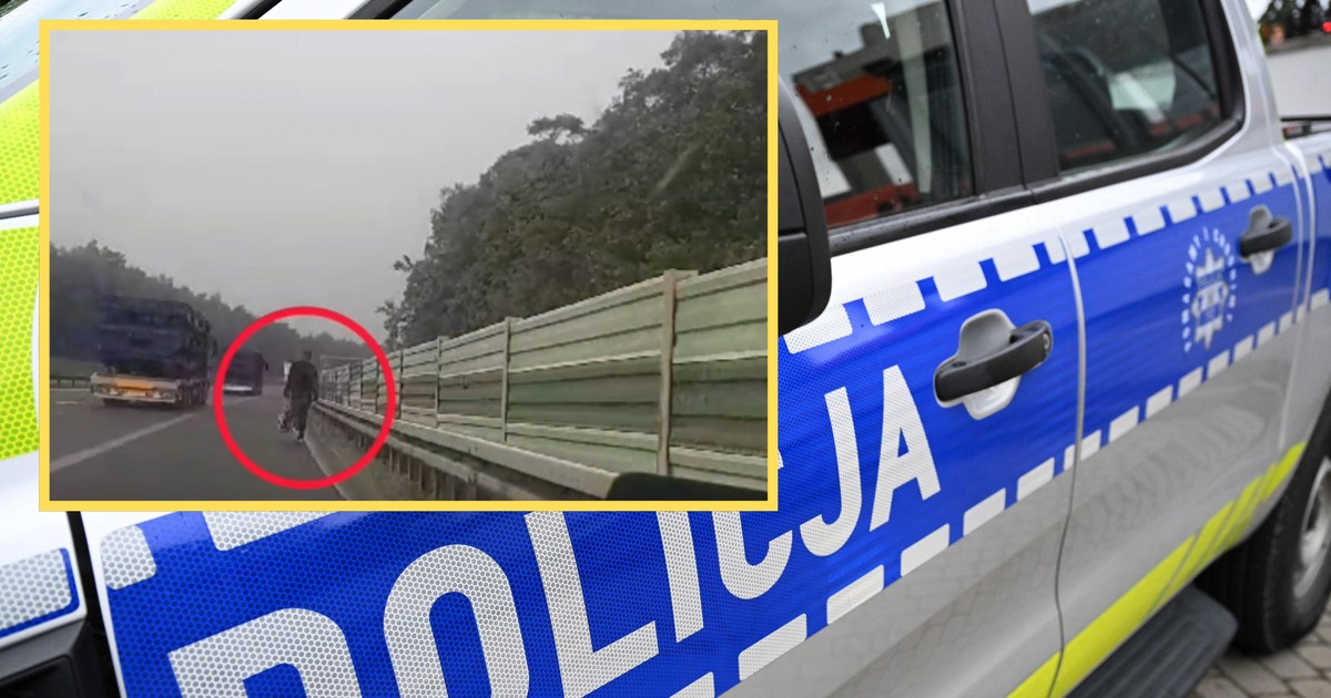 Policyjny patrol dwa razy zatrzymał autostopowicza na autostradzie A4 (screenshot; policja.pl)