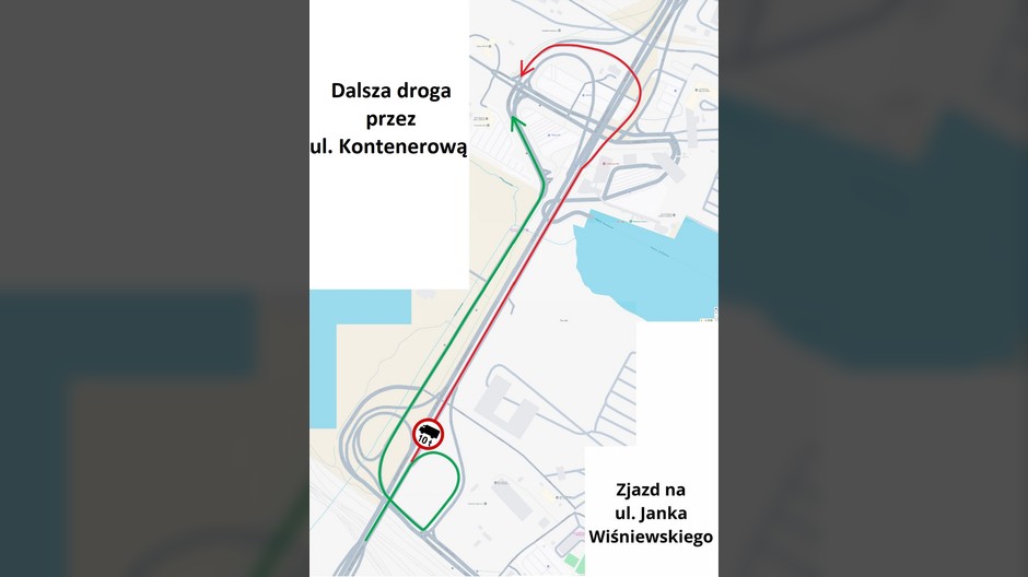 Objazd Estakady Kwiatkowskiego dla kierowców ciężarówek
