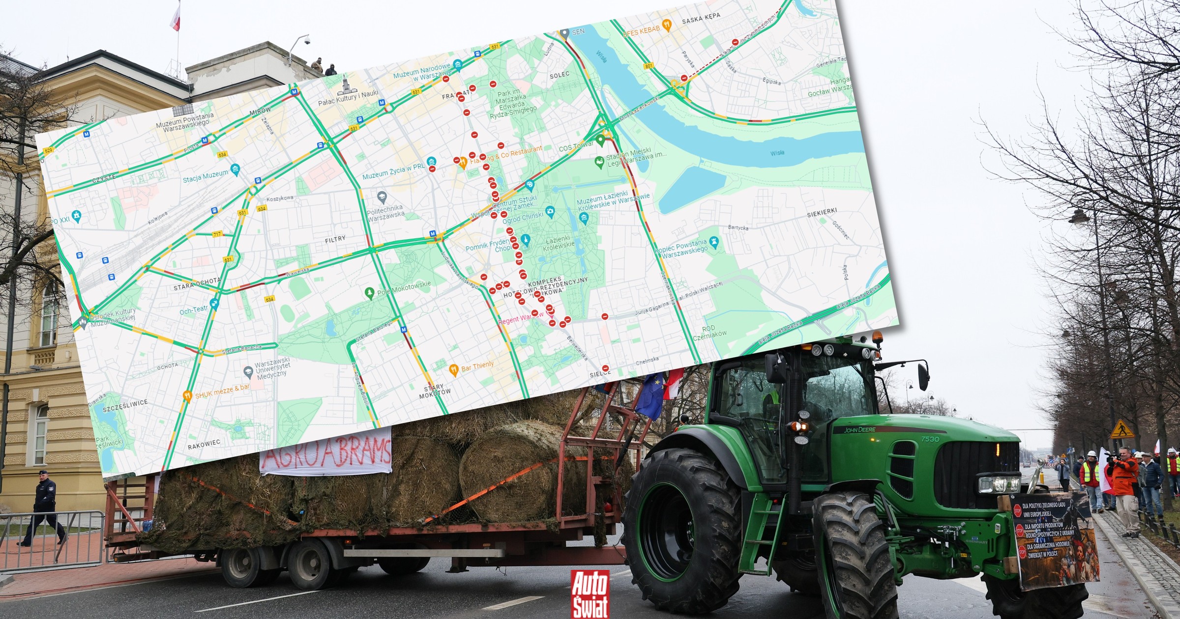 Protest rolników. Utrudnienia w wielu miejscach w Warszawie [MAPY]