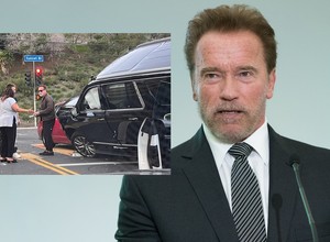 "Terminator" miał poważny wypadek. SUV Schwarzeneggera wjechał na maskę Priusa
