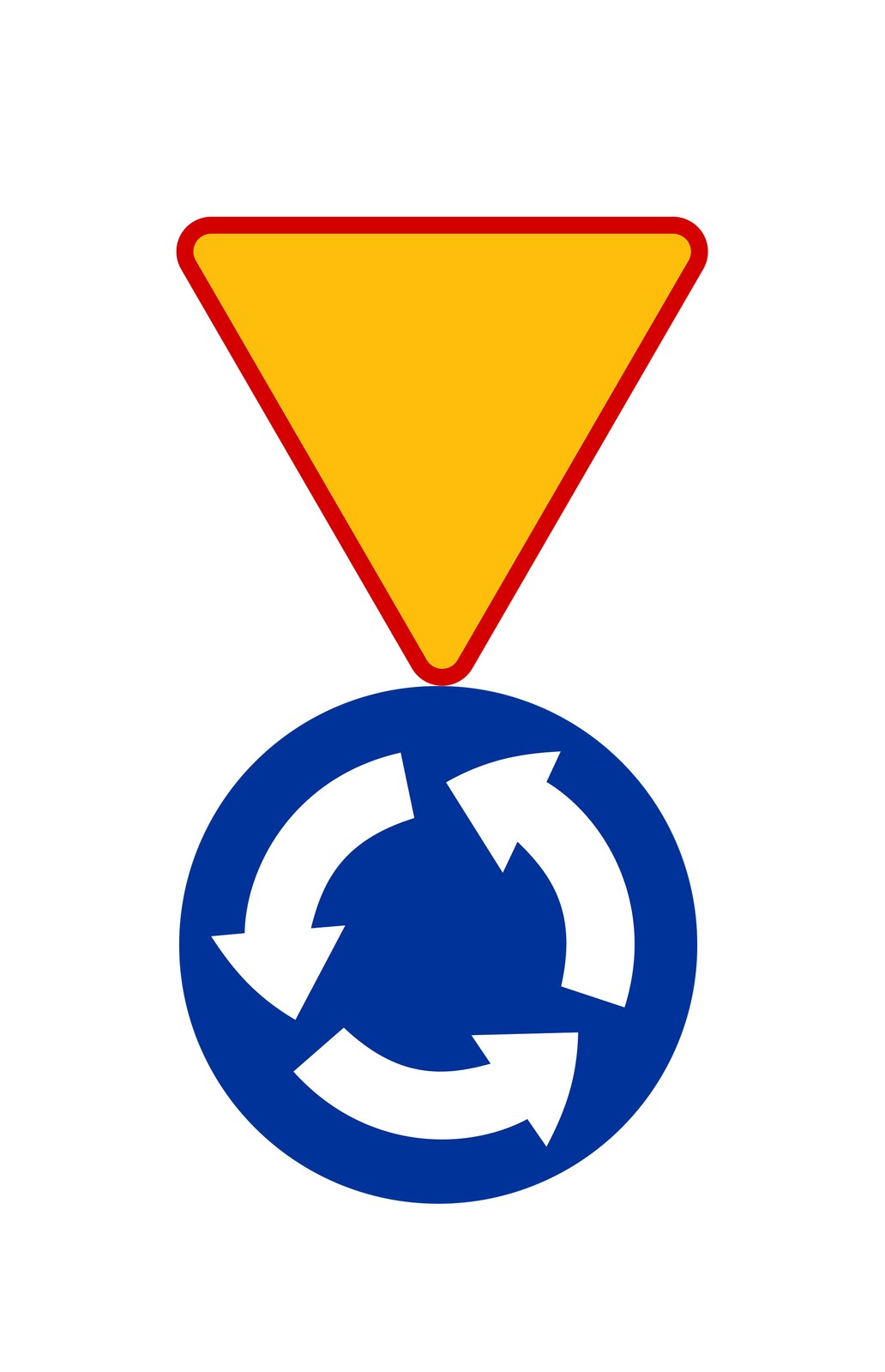 „Znak C-12 występujący łącznie ze znakiem A-7 oznacza pierwszeństwo kierującego znajdującego się na skrzyżowaniu przed kierującym wjeżdżającym (wchodzącym) na to skrzyżowanie”.